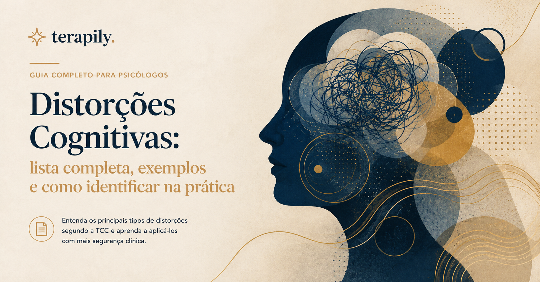 Ilustração conceitual de distorções cognitivas na Terapia Cognitivo-Comportamental representando padrões de pensamento disfuncionais identificados por Aaron Beck e David Burns.