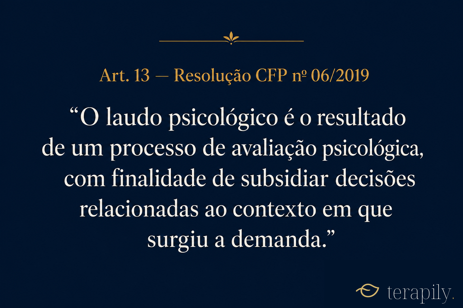 Card com definição do Art. 13 da Resolução CFP 06/2019